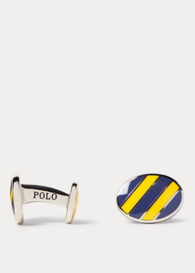 Men's Polo Ralph Lauren Striped Enamel Cufflinks | 978531KSP